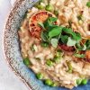 lemon risotto with seared scallops and peas