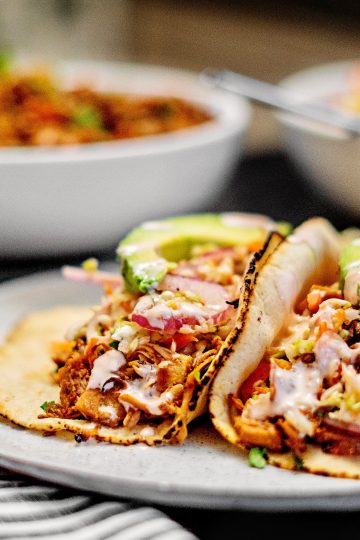 jackfruit pulled pork tacos, jackfruit taco meat, jackfruit meat tacos, vegan taco meat, vegan jackfruit tacos